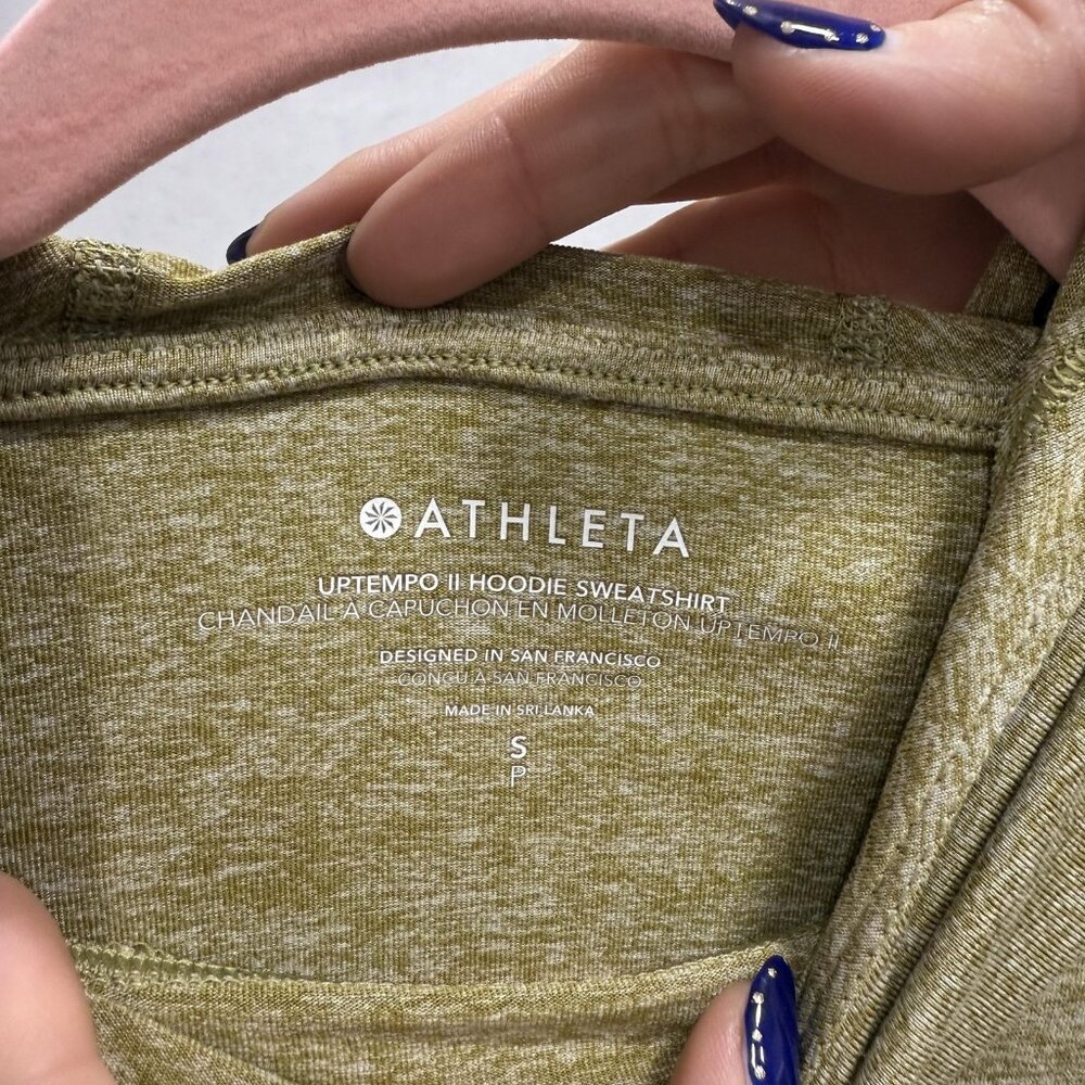 Athleta Hoodie Sweatshirt Womens Small Green Uptempo II Lightweight Thumbholes - Picture 2 of 11